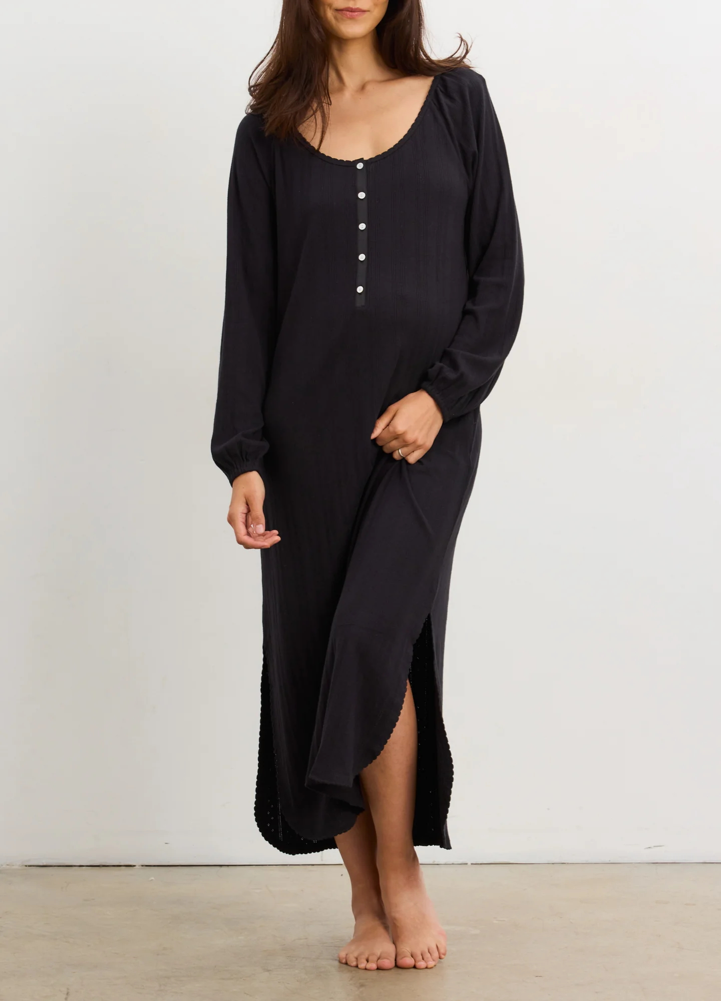 1240-black-xs-black-xs-variation-1.webp The Long Sleeve Pointelle Nightgown