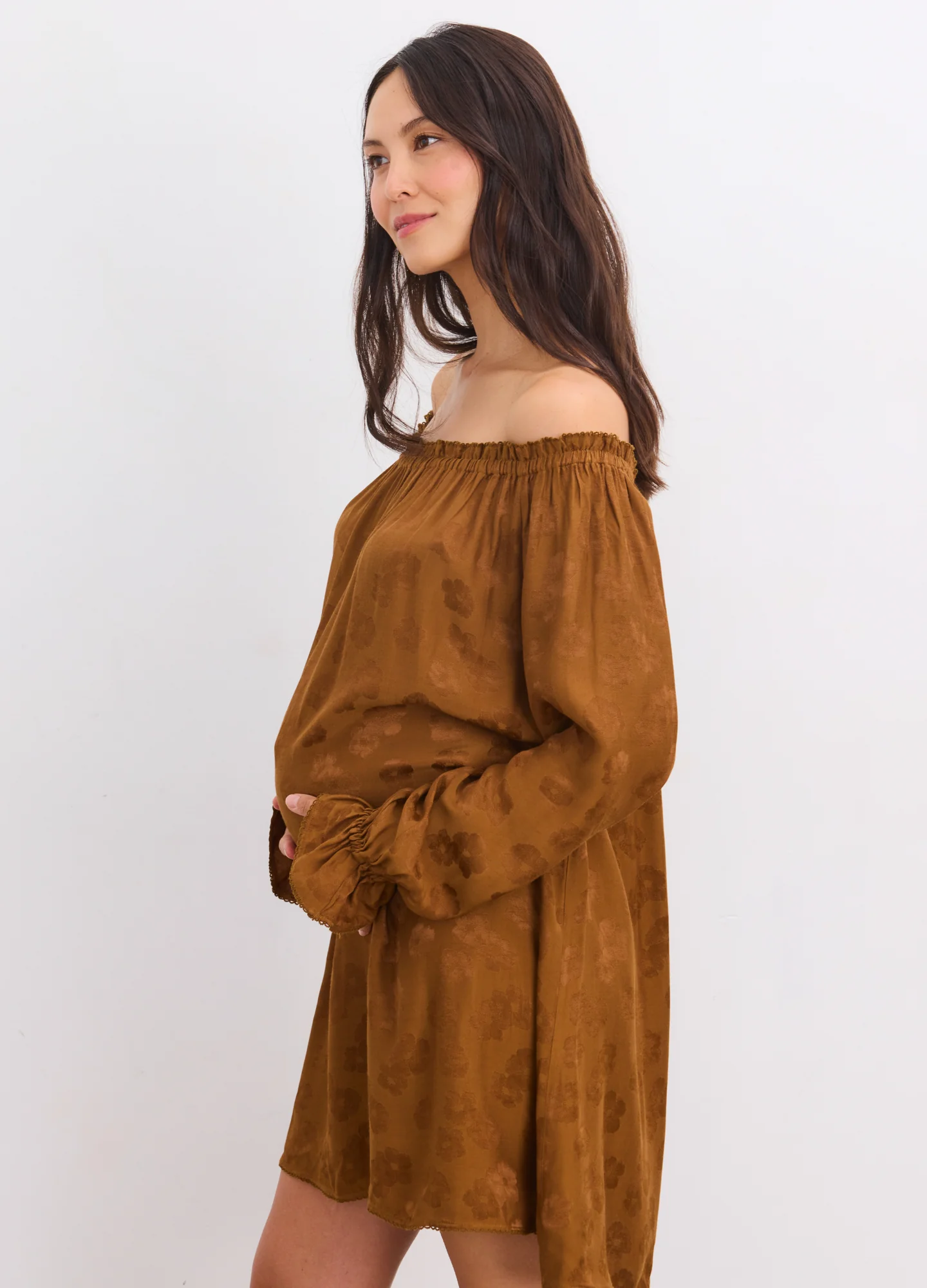 The Samantha Off-The-Shoulder Jacquard Mini Dress