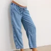 The Drapey Denim Barrel Pant