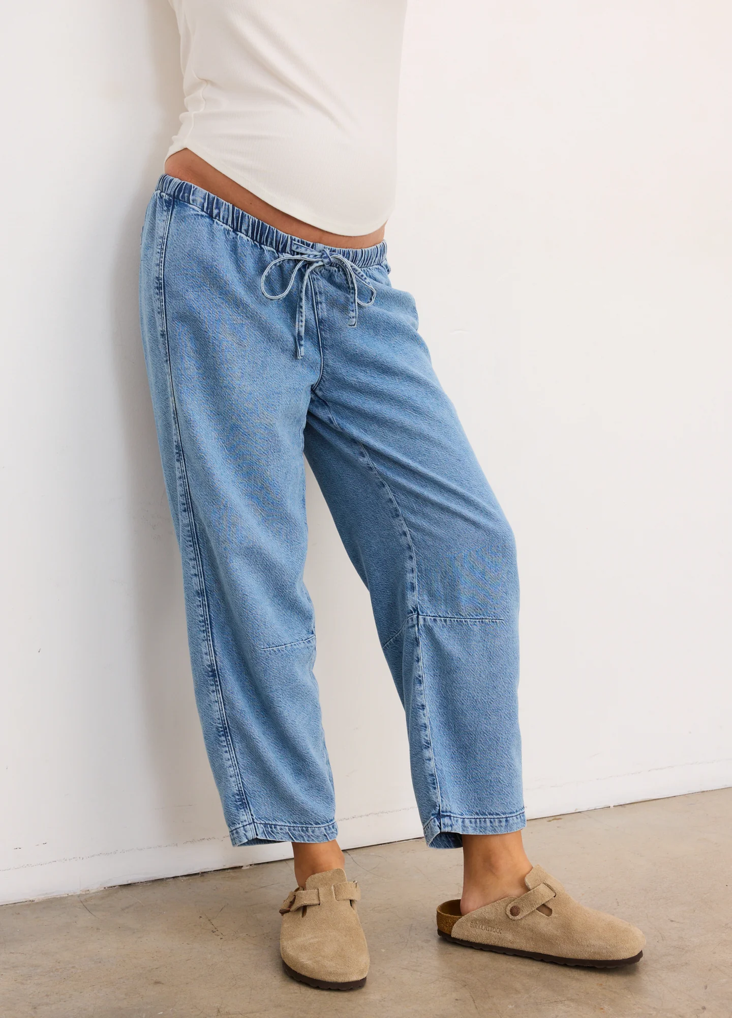 The Drapey Denim Barrel Pant