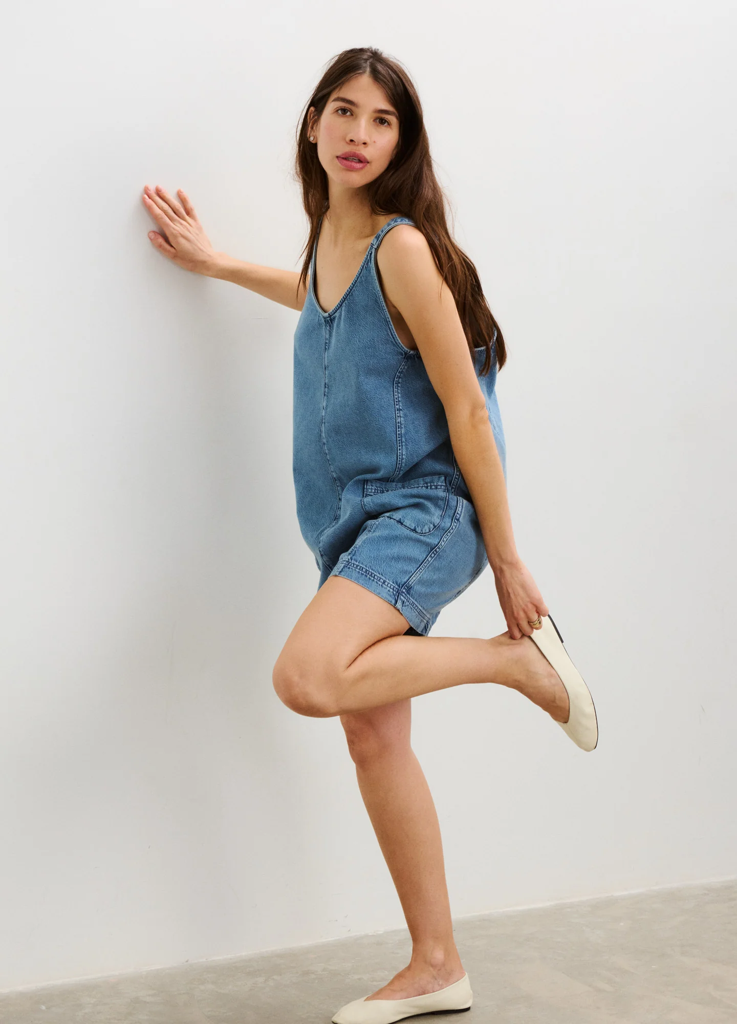 The Nora Denim Romper