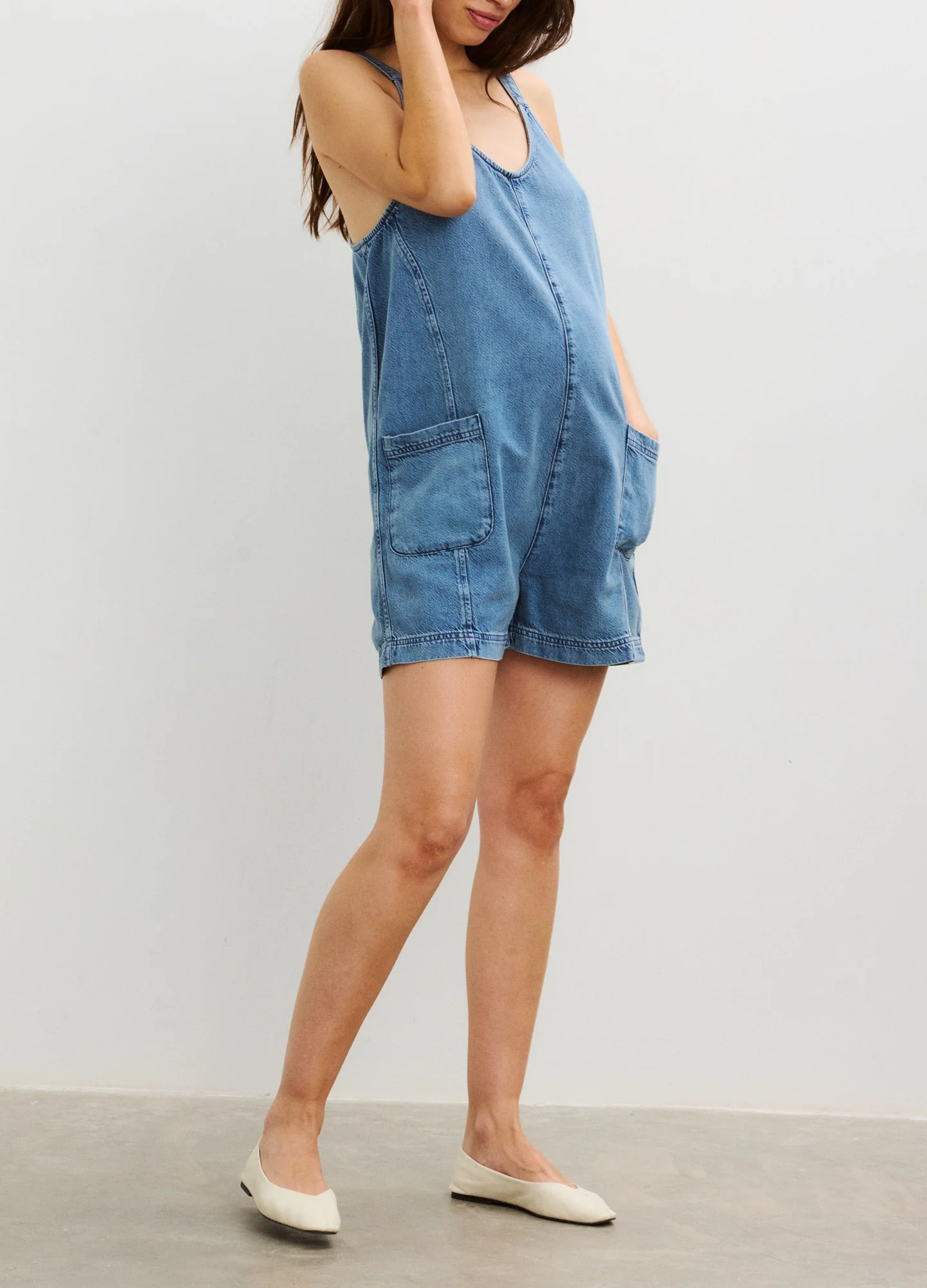 The Nora Denim Romper